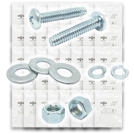 Boltsandnuts.Com Inch Phillips Pan Head Machine Screws, Hex Nuts, Flat & Lock Washers - 7110 PCS Assortment Kit #365